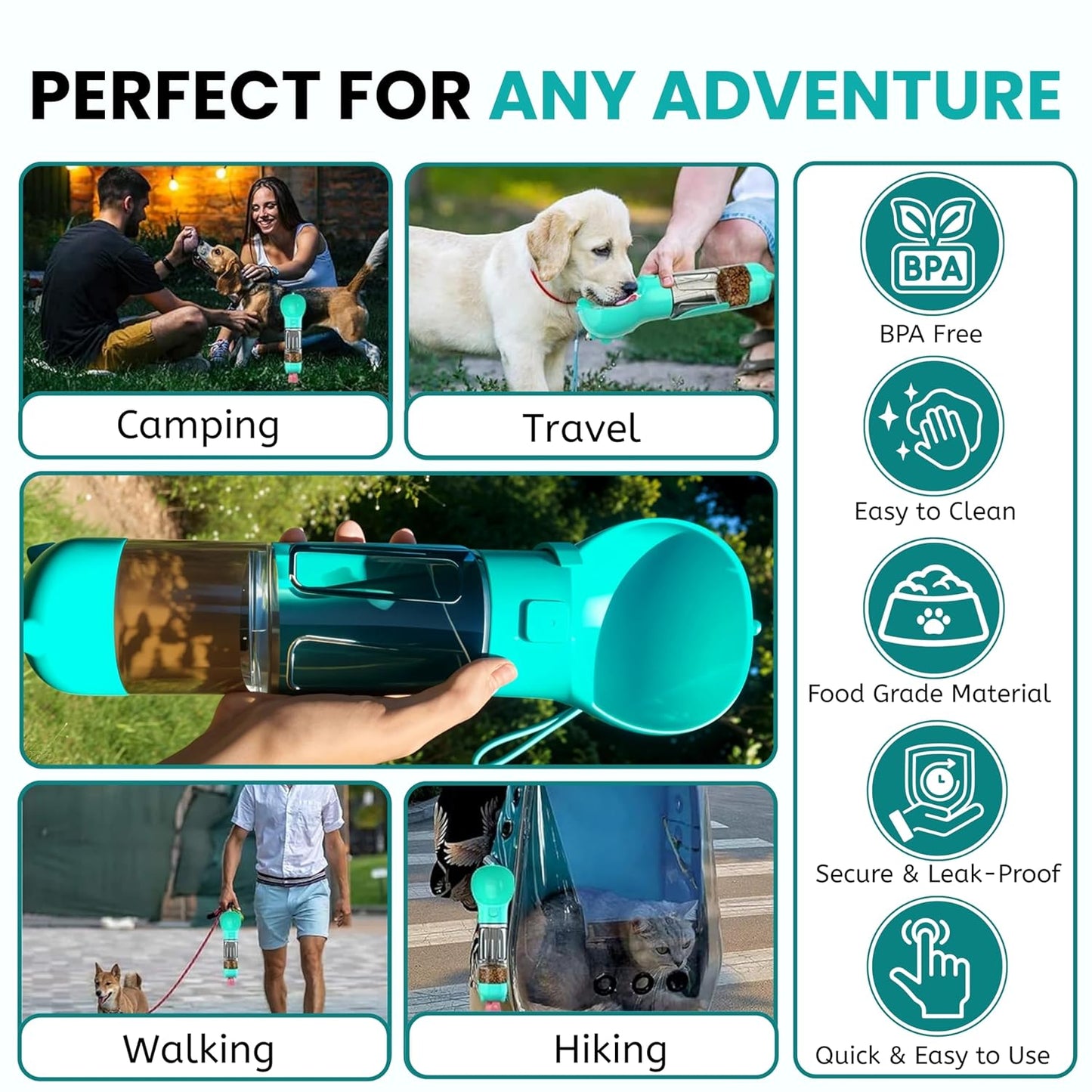 4in1 Bottle Puppies Dog Water Bottle - Outdoor Walking, Hiking, Travel - Shop by DP